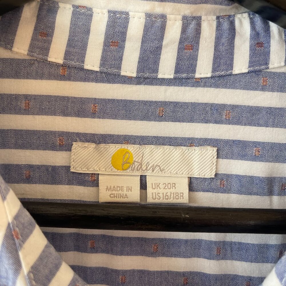Boden Striped button-down blouse with copper metallic fleck - 16/18R - Picture 3 of 8